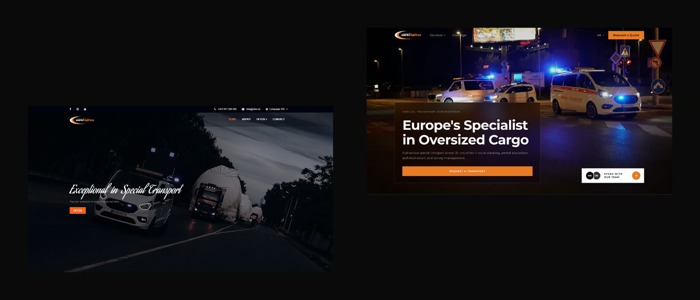 euroExpress homepage on desktop and laptop
