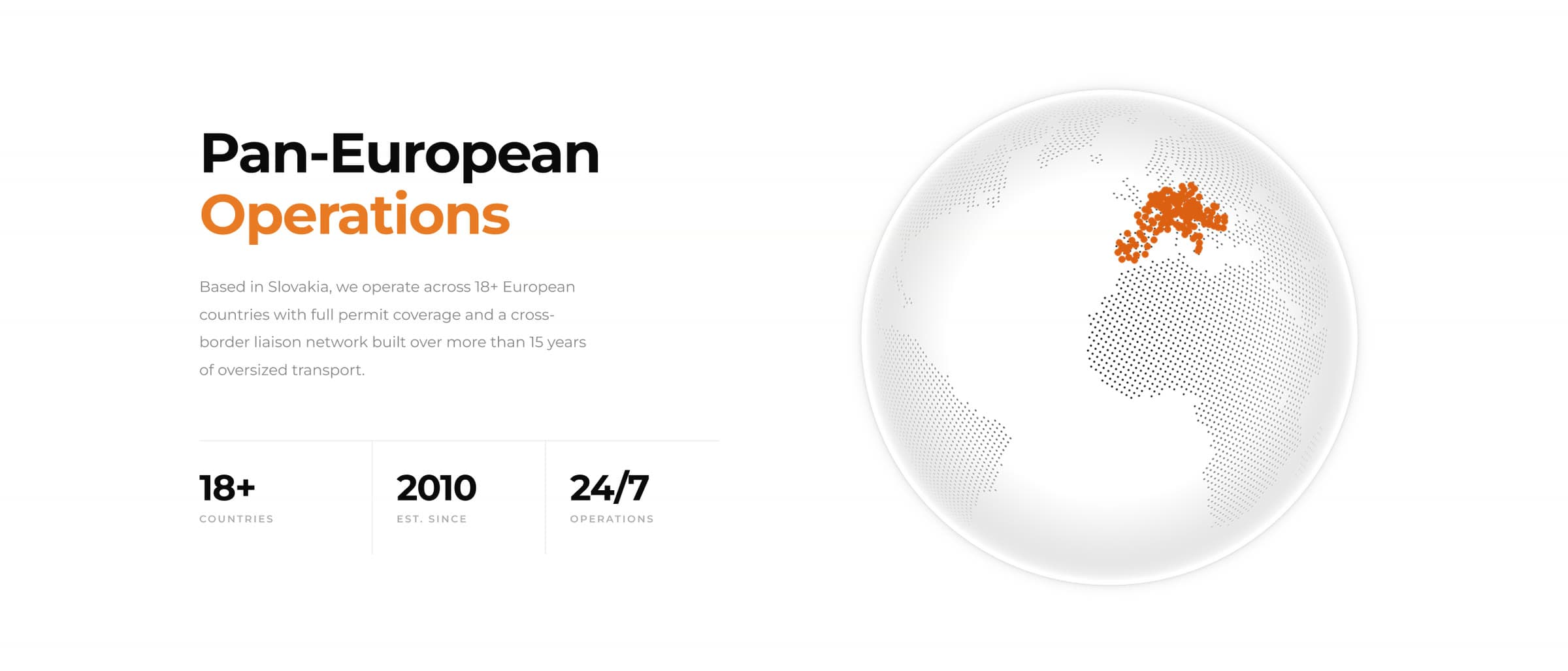 Pan-European operations section with a globe